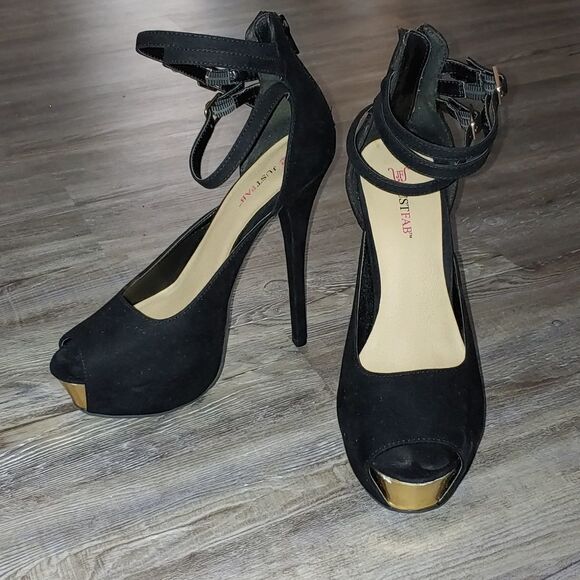 JustFab black stiletto platform Birdie heels Sz 9 - Picture 1 of 7